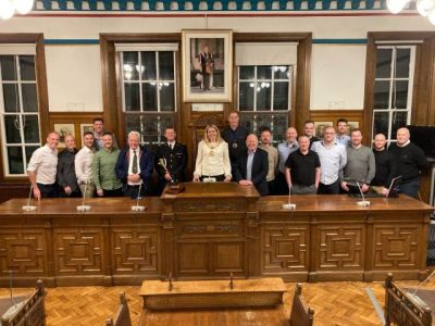 Police party meeting with Lord Mayoress of Douglas Natalie Byron-Teare in her chamber