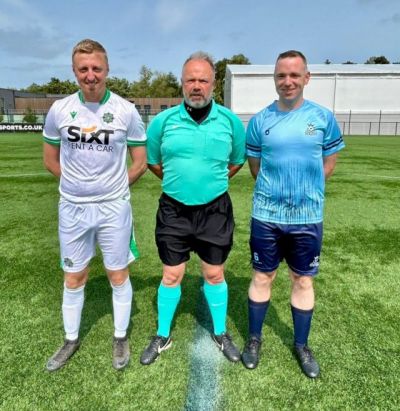Team captains with referee prior to 2024 McDowell Cup final