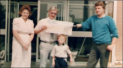 Pictured are Billy's wife, Lorraine and son along with Paul Loney